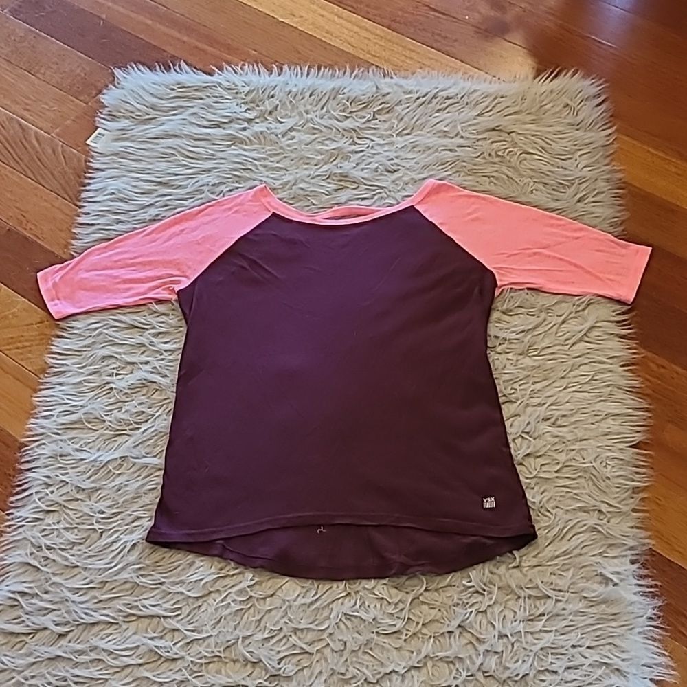 Victoria secret sport VSX womens pink and maroon cotton open back tshirt